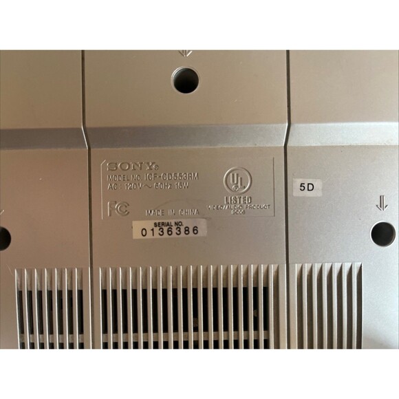 Sony ICF-CD553RM Stereo CD Player Under Cabinet Clock Radio w/ Mounts TESTED - Picture 3 of 3